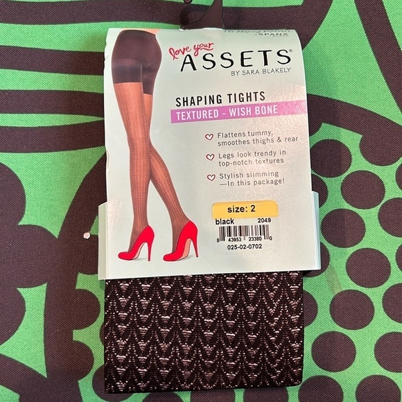 Spanx shaping tights black textured wishbone women’s size medium / 2 new w tags - Picture 1 of 5